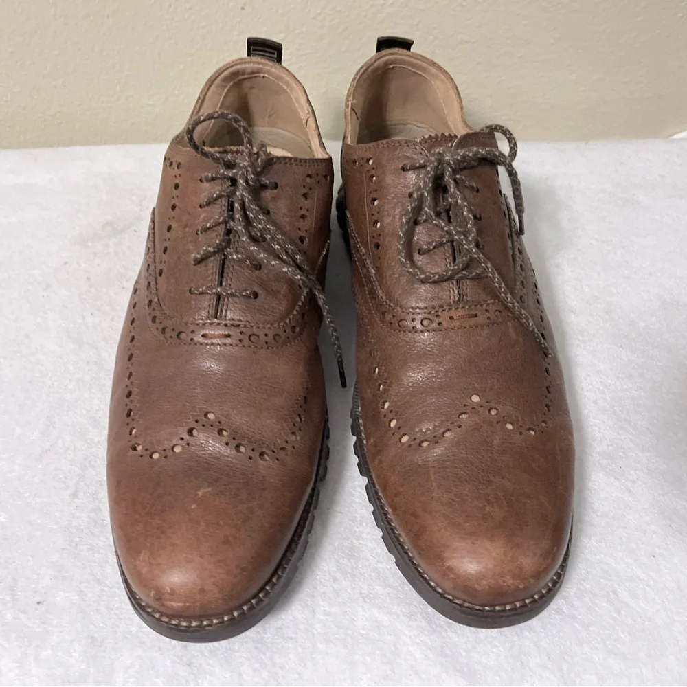 Cole Hann ZEROGRAND REMASTERED WINGTIP OXFORDS MEN's SHOES Brown Leather Sz 10.5